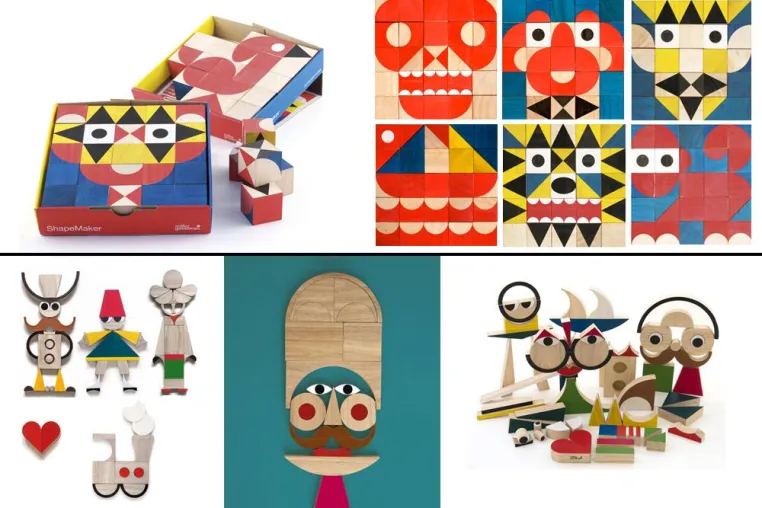 Bild: Schnurrbartmänner, Clowns und bunte Welten: Besonderes Design - miller goodmans Holzbausteine
