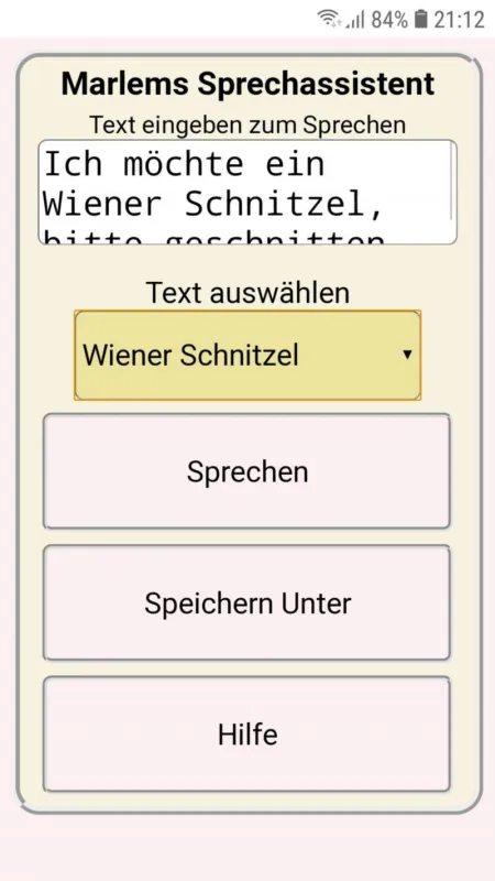 Marlems-Sprechassistent auf einem Android-Smartphone