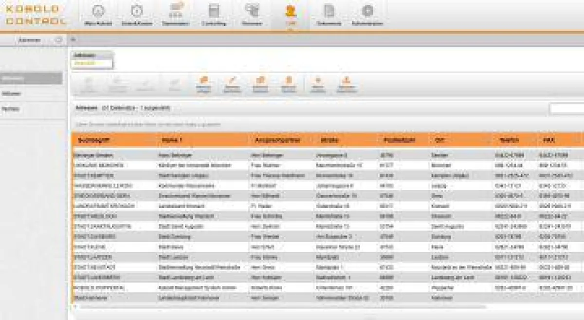 Adressen können mit beliebig vielen Ansprechpartnern hinterlegt werden