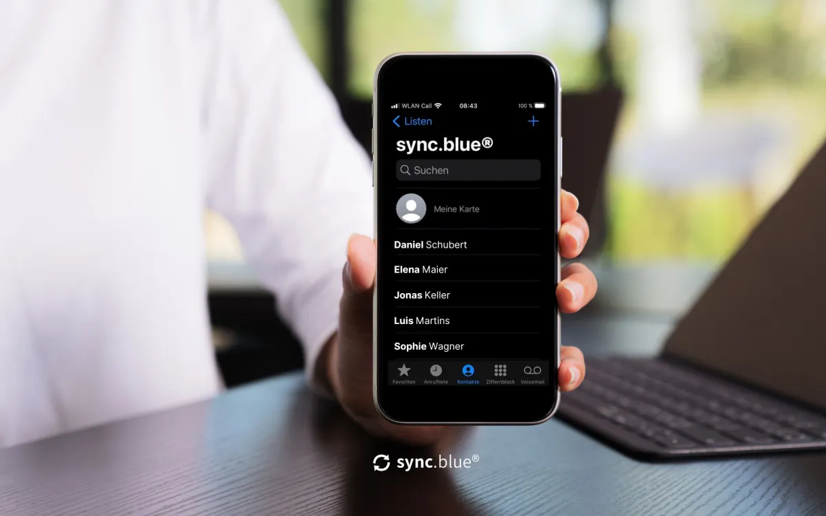 Unternehmenskontakte immer dabei: sync.blue® MOBILE macht unbekannte Nummern sichtbar (© sync.blue®)