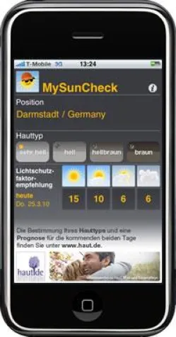 Bild: Sonnenschutz per iPhone: MySunCheck liefert tagesaktuell Empfehlungen