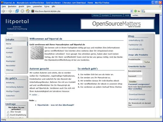 Geld verdienen mit den eigenen Manuskripten auf litportal.de Bild: Geld verdienen mit den eigenen Manuskripten auf litportal.de