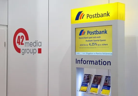 Bild: Die Instore-TV-Projekte Postbank und MediMax setzen Standards im deutschen „Digital Signage“-Markt