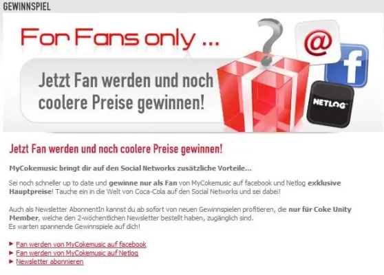 Bild: [kju:] Digitale Medien gestaltet „Secret Promotion“ für Musikportal „MyCokemusic“ in der Schweiz