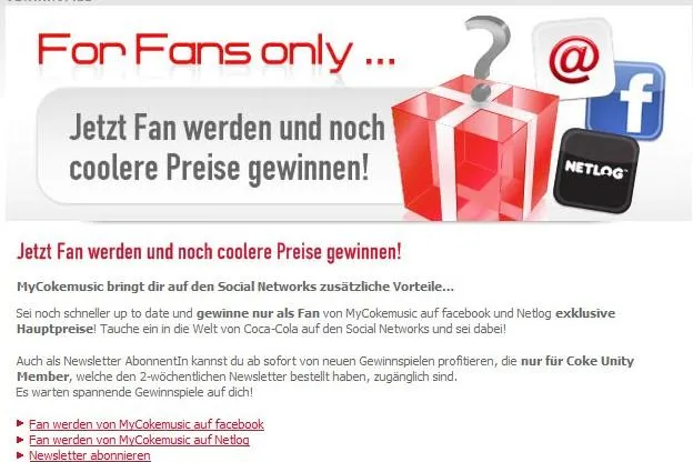 Bild: [kju:] Digitale Medien gestaltet „Secret Promotion“ für Musikportal „MyCokemusic“ in der Schweiz