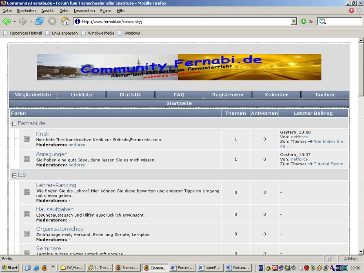 Screenshot der Neuauflage der Community.Fernabi.de