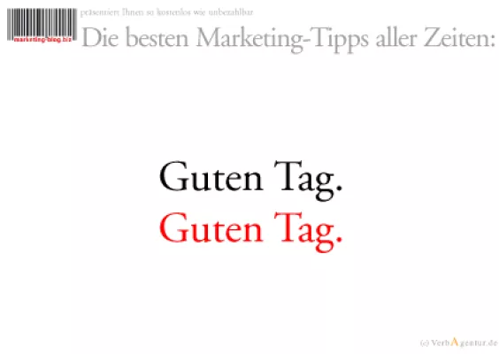 Bild: Guten Tag. marketing-blog.biz nutzt Offline-Post für Online-Blog