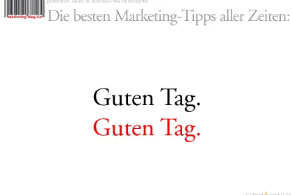 Bild: Guten Tag. marketing-blog.biz nutzt Offline-Post für Online-Blog