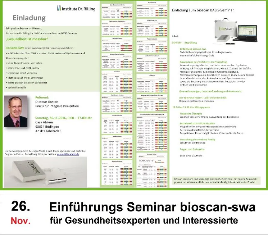 Einladung zum bioscan-swa Basis-Seminar