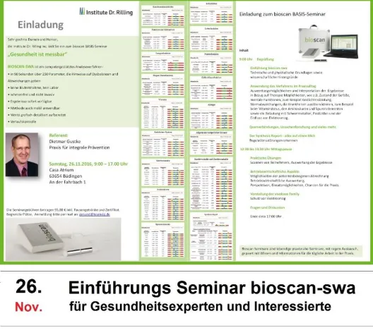 Bild: bioscan-swa BASIS Seminar am 26.11.2016, 9-17 Uhr