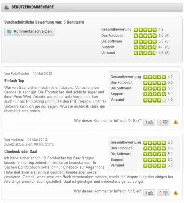 Bild: fotobuch-anbieter.com jetzt mit Bewertungssystem