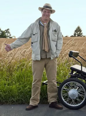 Projekt Sulkytramper startet mit der ersten Etappe am Montag, 16.08.2010 um 10.00 Uhr auf dem Friedensplatz Bild: Projekt Sulkytramper startet mit der ersten Etappe am Montag, 16.08.2010 um 10.00 Uhr auf dem Friedensplatz