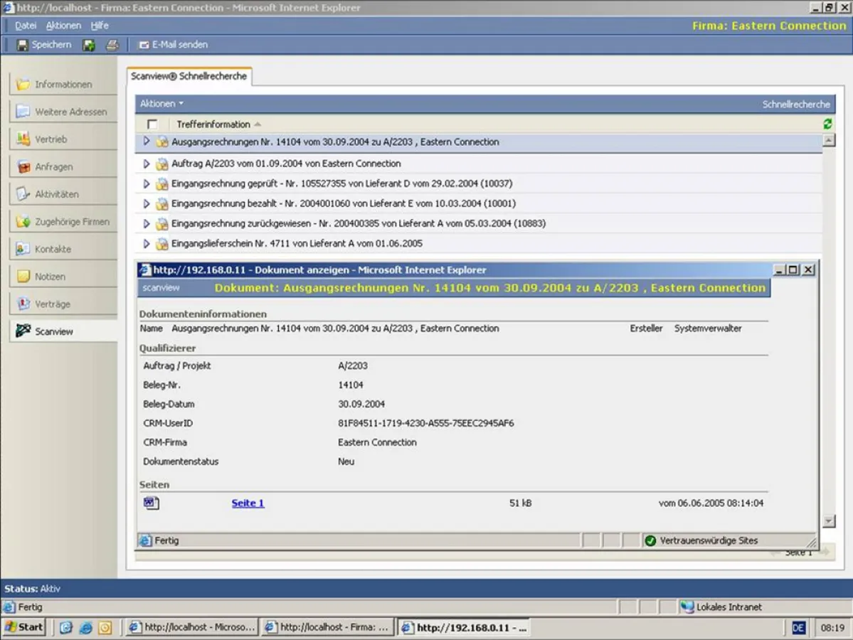 Screenshot e-CRM in scanview®