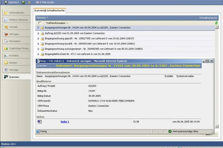 Bild: daa Systemhaus AG bietet CRM-Erweiterung ihres Enterprise Document Management Systems scanview®