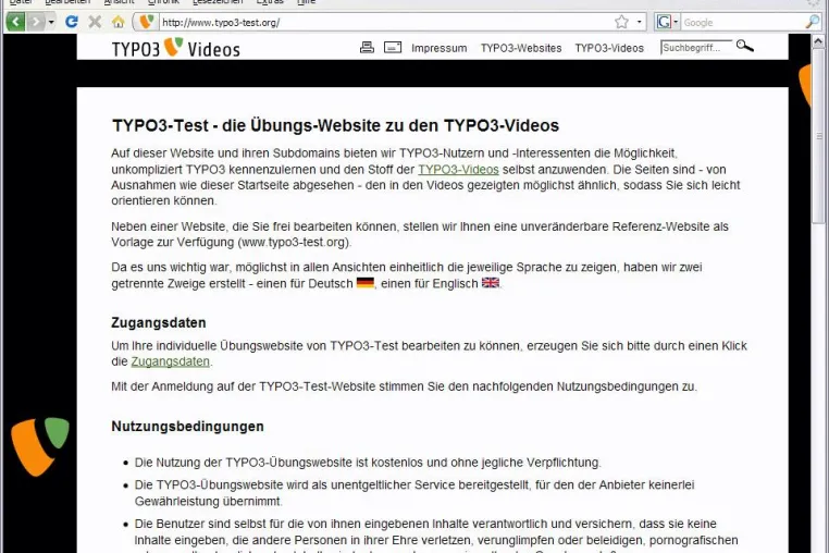 Bild: Neue TYPO3-Übungswebsites begleiten Schulungsvideos