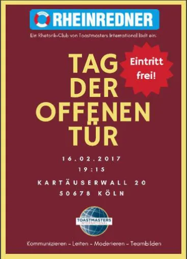Rheinredner (Toastmasters) - Tag der Offenen Tür Bild: Rheinredner (Toastmasters) - Tag der Offenen Tür