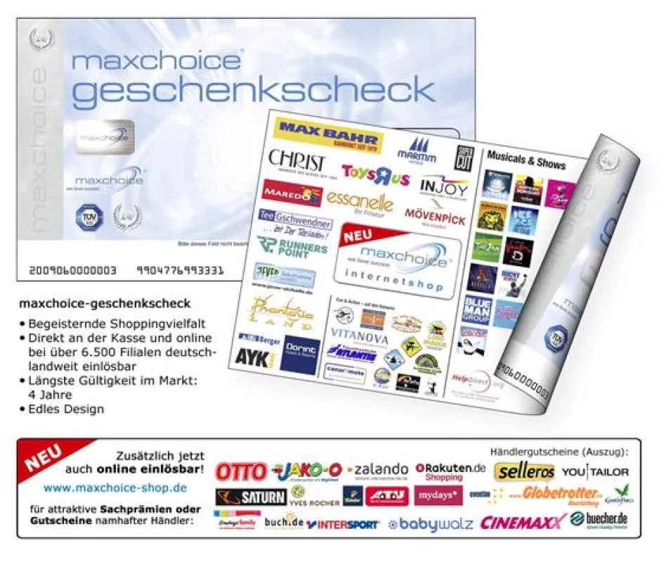 maxchoice-geschenkscheck - direkt und jetzt neu online einlösbar