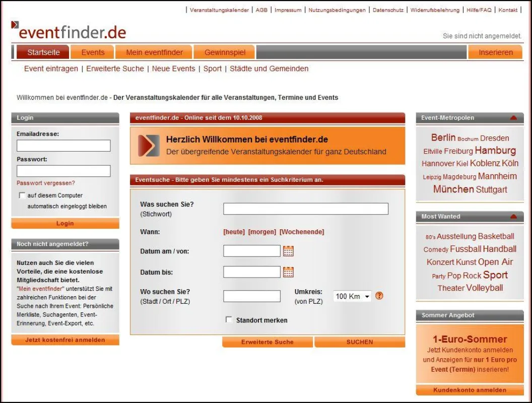 Die DBBL bei www.eventfinder.de