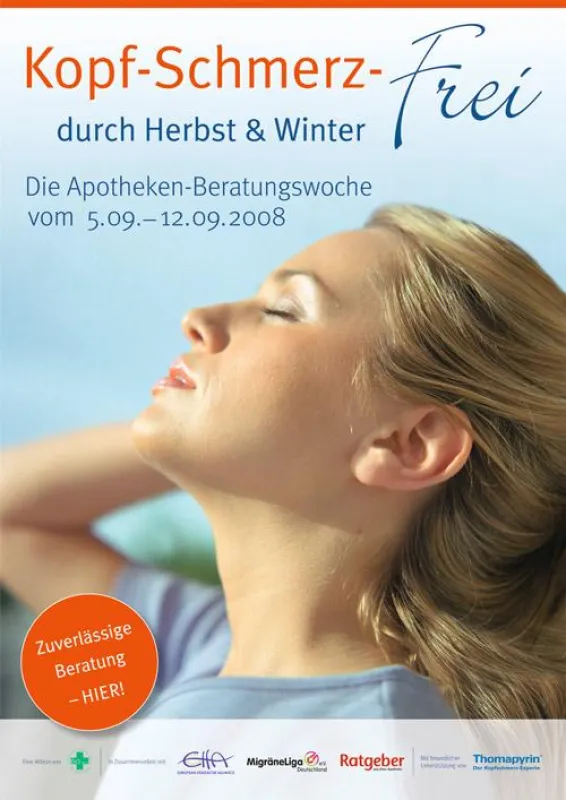5. Kopfschmerz-Beratungswoche in Apotheken vom 5. bis 12.9.2008