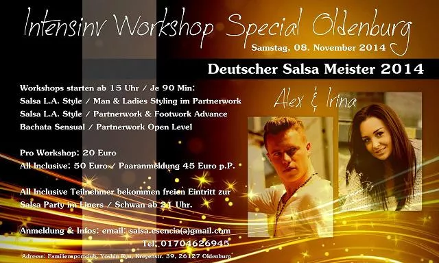 Bild: Intensiver Workshoptag mit dem Deutschen Salsa Meistern 2014 Alex & Irina.