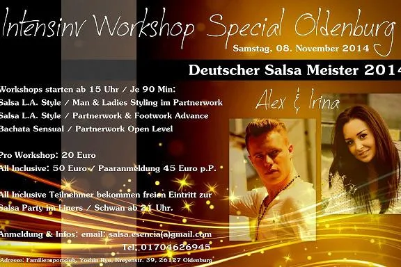 Intensiver Workshoptag mit dem Deutschen Salsa Meistern 2014 Alex & Irina. Bild: Intensiver Workshoptag mit dem Deutschen Salsa Meistern 2014 Alex & Irina.