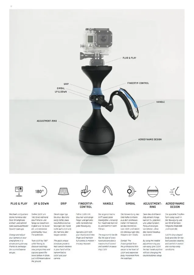 Das innovative Schwebestativ LUUV biete eine Vielzahl an neuen Features