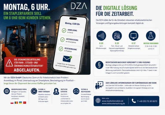 Bild: G20, G25, G37 online: Arbeitsmedizin 24/7 für Personaldienstleister – in zwölf Sprachen, ärztlich geprüft