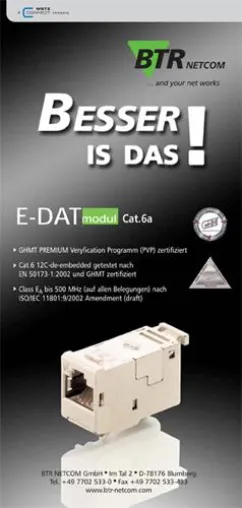 Bild: E-DAT modul Cat.6a der Firma BTR NETCOM GmbH
