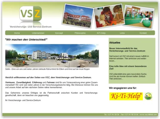 Bild: Homepage für das Versicherungs- und Servicezentrum
