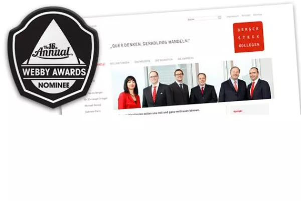 Bild: Webby Awards 2012: Website von Seippel & Weihe für Berger, Steck und Kollegen nominiert