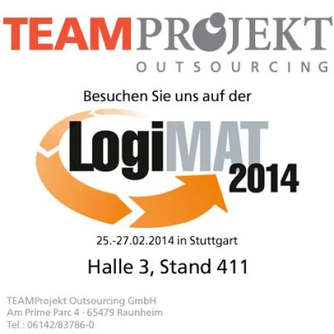 Outsourcing, aber richtig. TEAMProjekt Outsourcing auf der LogiMAT 2014 Bild: Outsourcing, aber richtig. TEAMProjekt Outsourcing auf der LogiMAT 2014