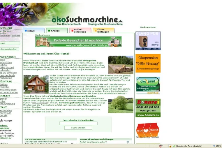 Neue Funktionen beim ökologischen Branchenbuch ökoSuchmaschine.de Bild: Neue Funktionen beim ökologischen Branchenbuch ökoSuchmaschine.de