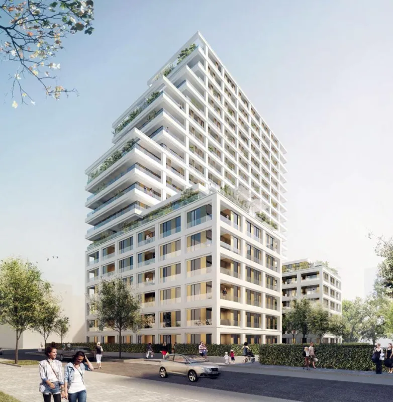 6B47 Real Estate Investors baut im Frankfurter Europaviertel ab 2016 das Wohnhochhaus CASCADA. Das G