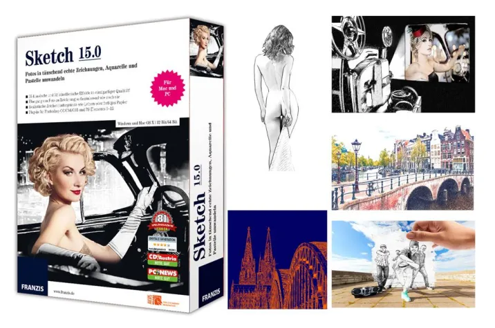 Neues Franzis Sketch 15.0 - Vom Foto zur Zeichnung und digitaler Illustration Bild: Neues Franzis Sketch 15.0 - Vom Foto zur Zeichnung und digitaler Illustration