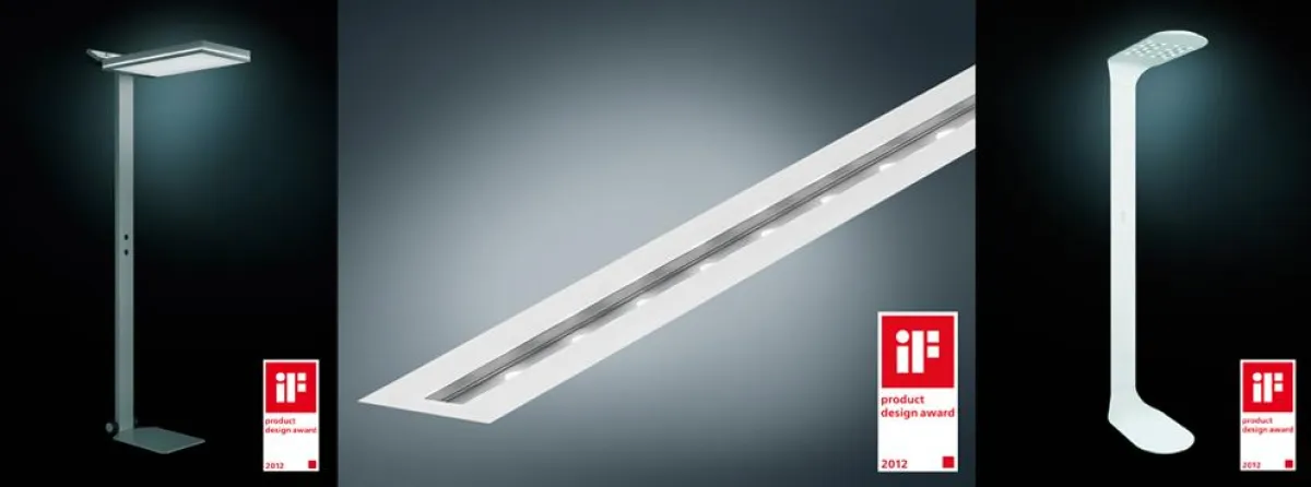 Die LED-Standleuchten Belviso und Neximo und die Linearleuchte Altigo LED.