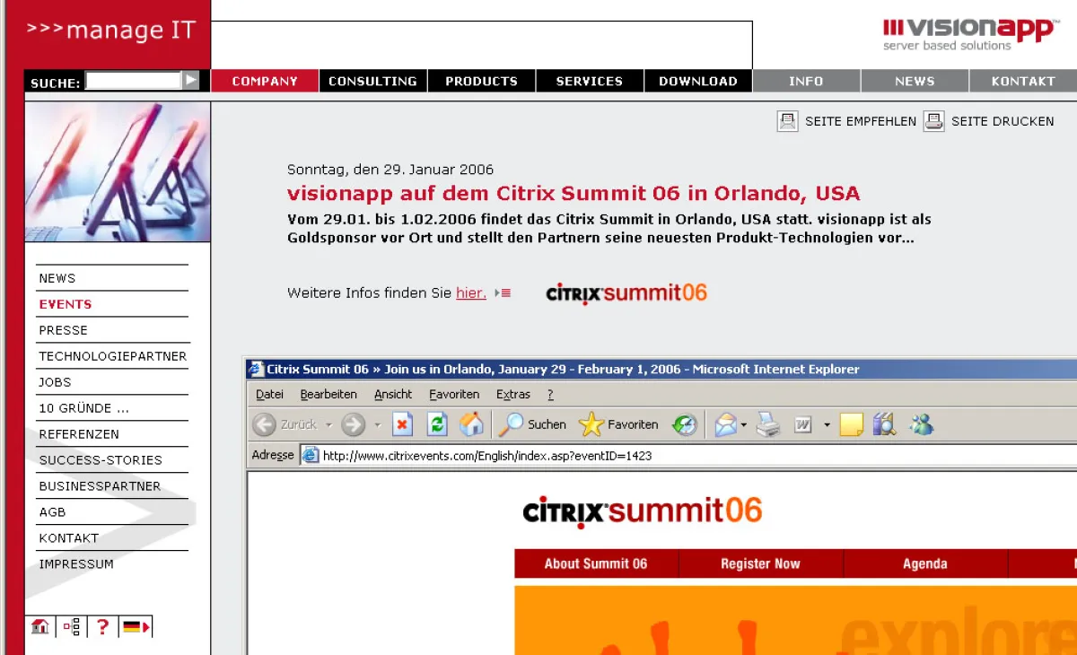 visionapp stellt neue Produkte in Orlando/Florida beim Citrix Summit 06 vor.