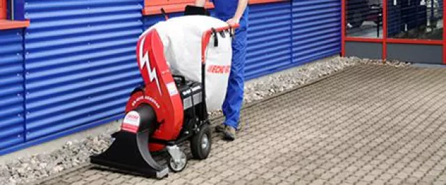 Bild: Auch im Frühling saubere Wege mit dem fahrbaren Laubsauger