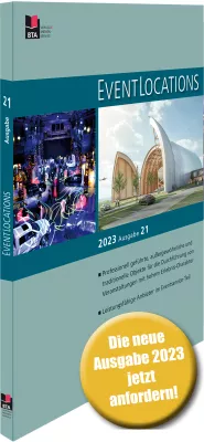 Bild: Jetzt druckfrisch und kostenfrei anfordern:  21te Auflage „Handbuch EVENTLOCATIONS 2023“