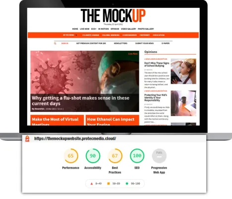 Bild: Das CMS von Protecmedia erzielt 100% SEO Performance bei Google Lighthouse