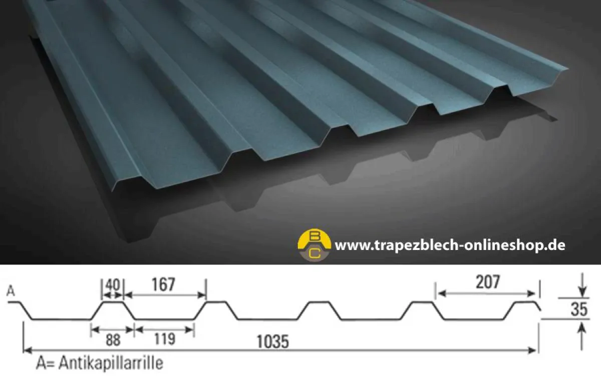 Trapezblech mit Antitropf