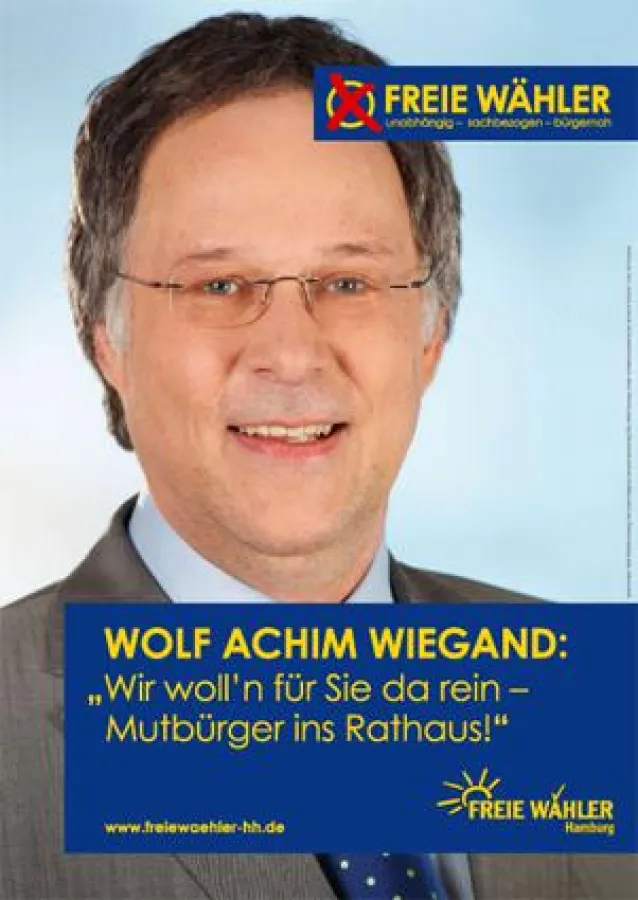 Wahlplakat FREIE WÄHLER mit Wolf Achim Wiegand
