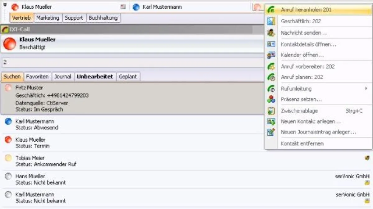 Bei IXI-Call 3.0 steht der Kontakt im Vordergrund: CTI mit Kalenderintegration und Präsenzmanagement