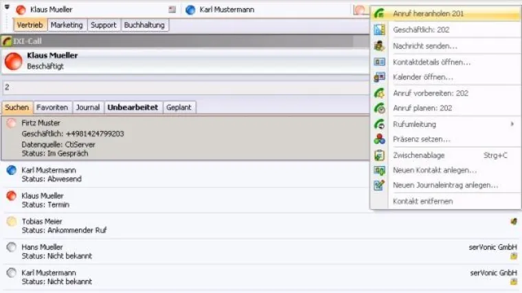 Bild: serVonic IXI-Call CTI Version 3.0 - Die neue Generation der Computer Telefonie Integration