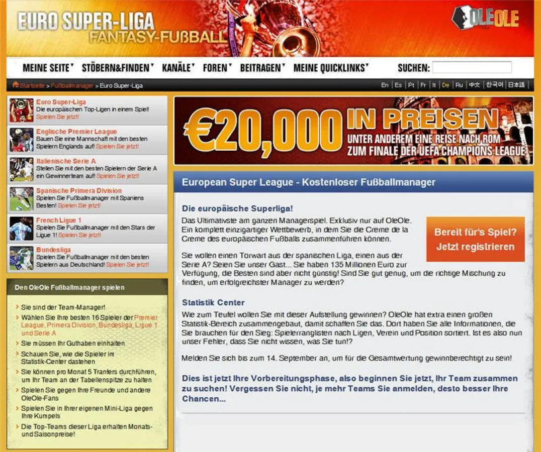 Tippspiel mit Pfiff - OleOle's Fußballmanager-Spiel