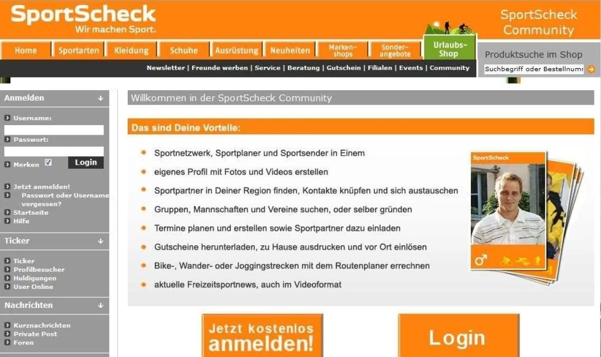 www.Sportscheck.com/community (Screenshot)
