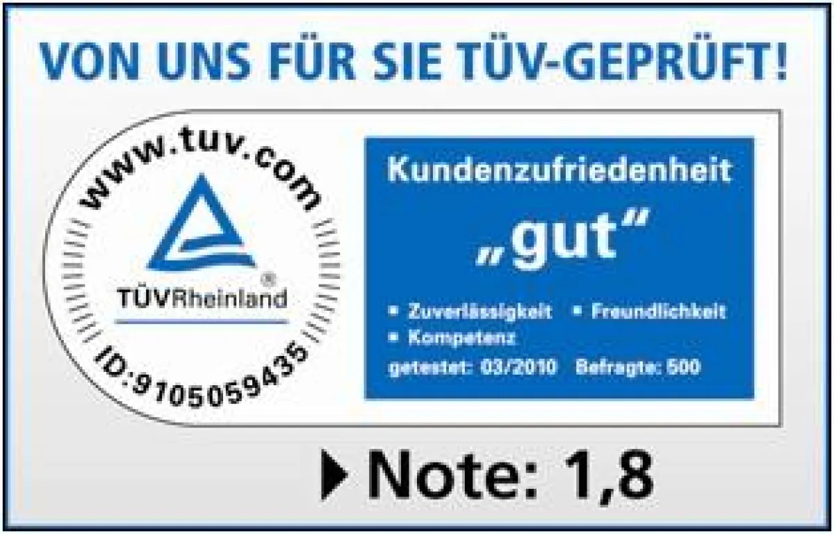 TÜV Rheinland Zertifikat für Kundenzufriedenheit