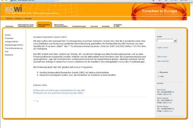Bild: Serviceportal für die EU-Forschungsförderung - KoWi startet Webauftritt auf Basis von contentXXL
