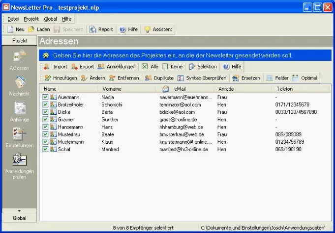 NewsLetter Pro 2.00 - Persönliche Post per E-Mail versenden Bild: NewsLetter Pro 2.00 - Persönliche Post per E-Mail versenden