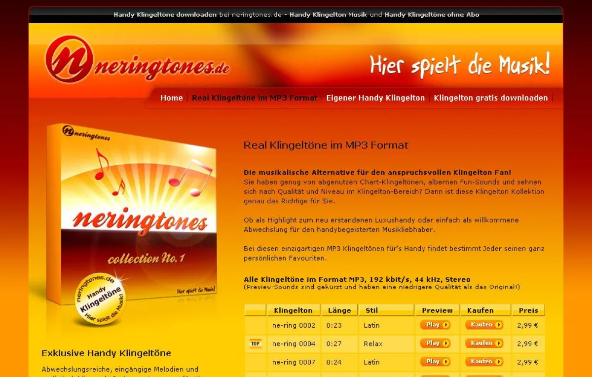 Individuelle komponierte Handy Klingelton Musik auf www.neringtones.de