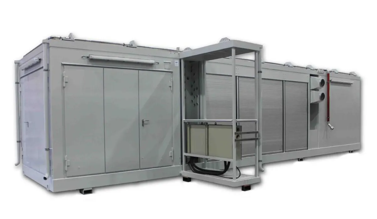 Von außen beinahe unscheinbar: die technisch anspruchsvolle Kompaktanlage von Heinkel Modulbau.